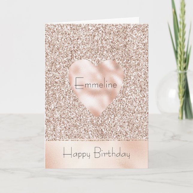 Carte Joli Glam Blush rose Parties scintillant Anniversa (Devant)