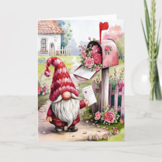 Carte Joli gnome de la Saint-Valentin au casier de courr