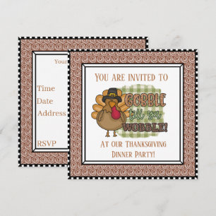 Carte joli gobble wobble fête Thanksgiving