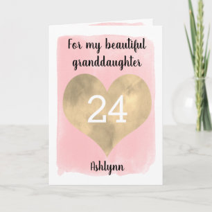 Carte Joli Gold et rose 24e anniversaire