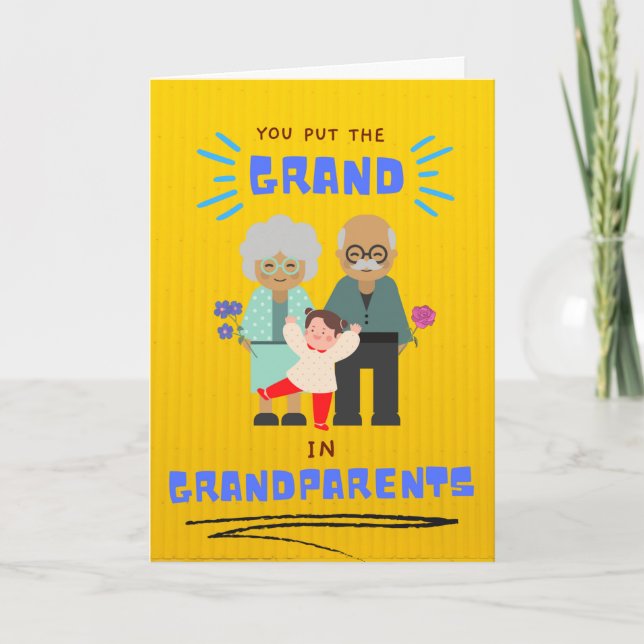 Carte Joli Grand-Parents Jour Danse Petit-Enfant Fleur G (Devant)