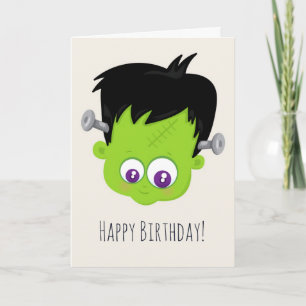 Carte Joli Green Frankenstein Monster Visage Anniversair