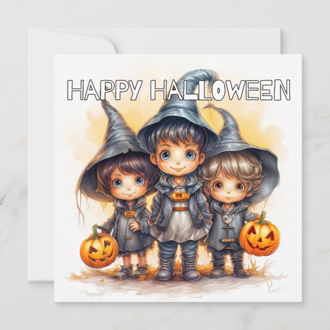 Carte Joli Halloween Adorable Pour Les Enfants (Devant)