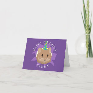 Carte Joli hamster d'anniversaire en regardant à travers