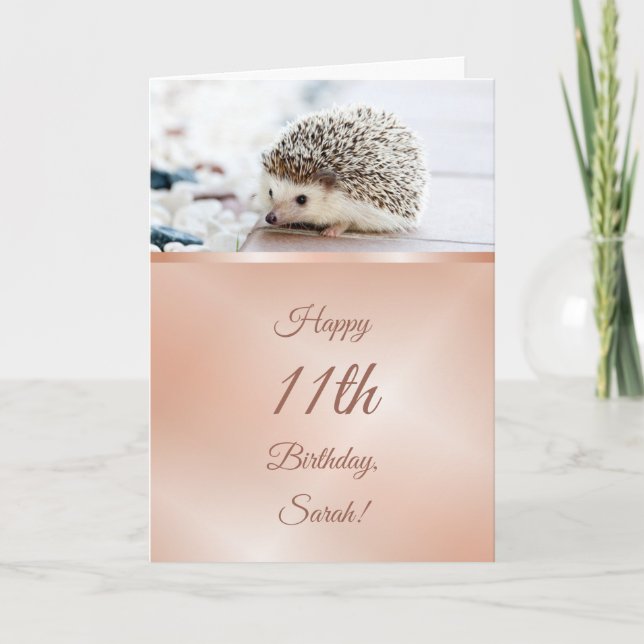 Carte Joli hérisson | Rose Gold Girls Anniversaire (Devant)