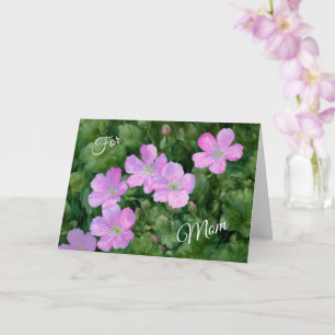 Carte Joli Jardin aux Fleurs Roses Art Fête des Mères