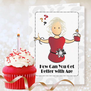 Carte Joli Joyeux 80e Anniversaire Femme Dessin Animé Hu