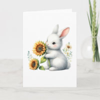 Joli lapin avec tournesol Salutation à toutes les