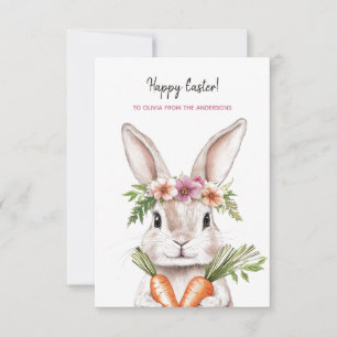 Carte Joli lapin de Pâques aux carottes