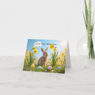 Carte Joli lapin de Pâques et jonquille