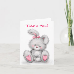 Carte Joli lapin disant "Merci".