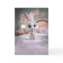 Joli Lapin Rose Félicitations pour la Nouvelle Pet