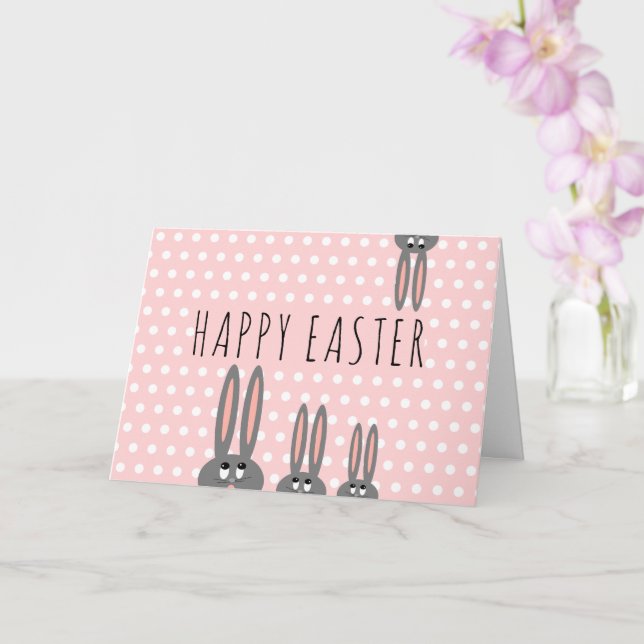 Carte Joli lapin rose Peeping Joyeux Enfants de Pâques (Orchidée)