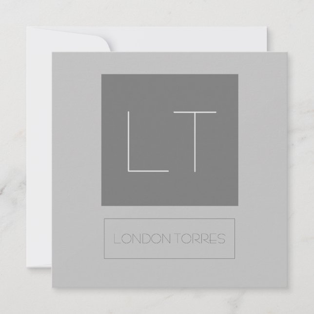 Carte Joli Monogramme Gris Plaine (Devant)