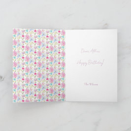 Carte Joli monogramme moderne de fleurs sauvages aquarel