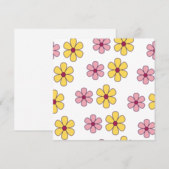 Carte Joli motif de grandes fleurs (Devant / Derrière)