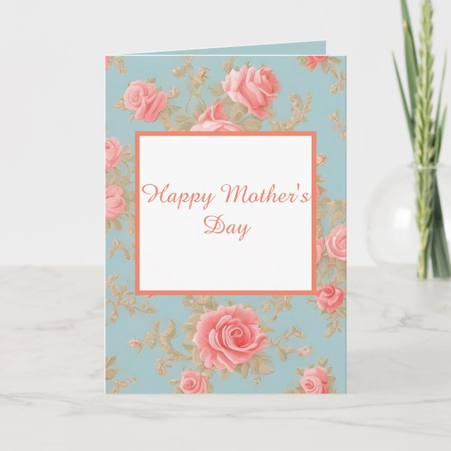 Carte Joli motif de rose rose pour la fête des mères (Devant)