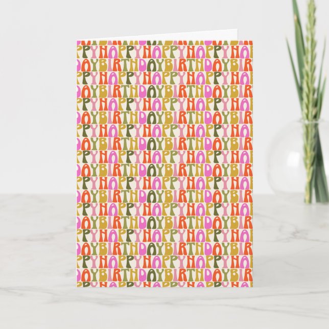 Carte Joli Motif de texte d'anniversaire coloré (Devant)