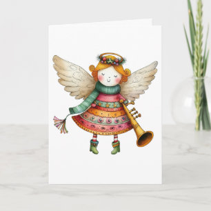 Carte Joli Noël Folk Art Angel