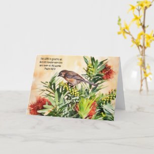 Carte Joli oiseau sur Berry Bush Bible Verse Art Note