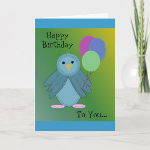 Carte Joli oiseau tenant des ballons