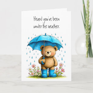 Carte Joli ours en peluche bleu Galoches Bon rétablissem