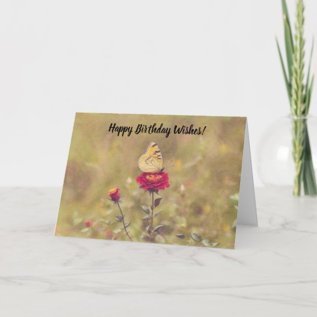 Carte Joli Papillon jaune Art Voeux d'anniversaire (Devant)