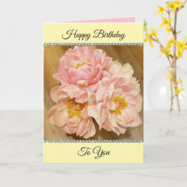 Carte Joli Peonies Roses Joyeux Anniversaire