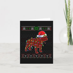 Carte Joli Père Noël Red Plaid Français Buldog Light Ugl