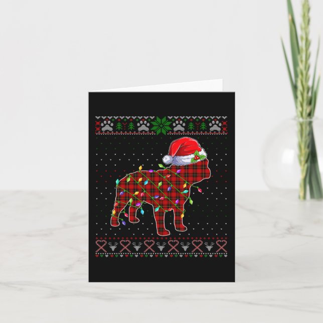 Carte Joli Père Noël Rouge à Carreaux French Bulldog Lum (Devant)