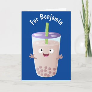 Carte Joli personnage de dessin animé boba thé bulle