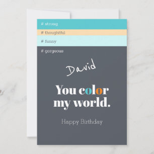 Carte Joli petit ami Peinture Bleu Couleurs Joyeux Anniv