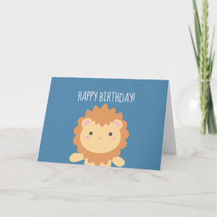 Carte Joli Petit Cartoon Lion Garçon Enfants Joyeux Anni