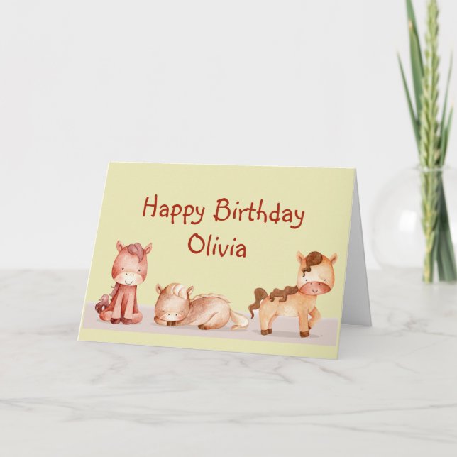Carte Joli petit cheval animal nom personnalisé  (Devant)