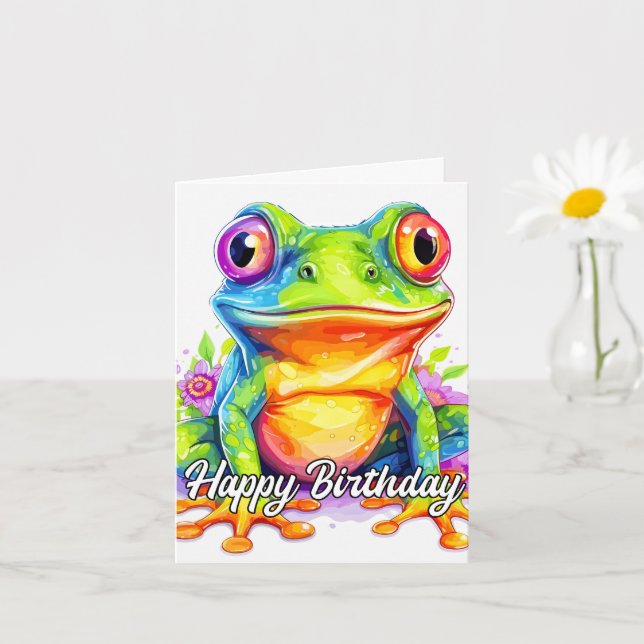 Carte Joli Petit Froggie Coloré (Petite plante)