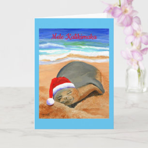 Carte Joli phoque moine de Noël Mele Kalikimaka