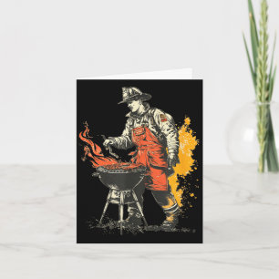 Carte Joli pompier avec barbecue pour boeuf et épicé