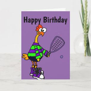 Carte Joli poulet en caoutchouc Jouer Racquetball Cartoo