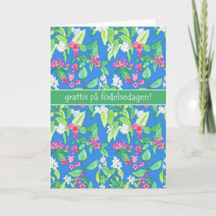 Carte Joli printemps fleuri suédois Langue Anniversaire