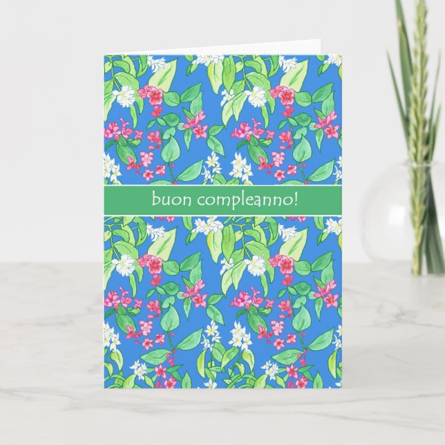 Carte Joli Printemps fleurit Italien Anniversaire (Devant)