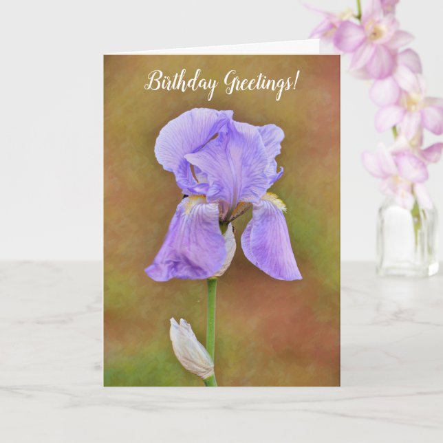 Carte Joli printemps violet Iris Flower Art Anniversaire (Orchidée)