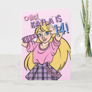 Carte Joli Punk Ado fille rose 14e anniversaire