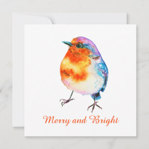 Carte Joli Robin de Noël Joyeux et Bright Card
