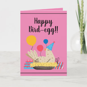Carte Joli rose drôle Ballons Humour poulet Anniversaire