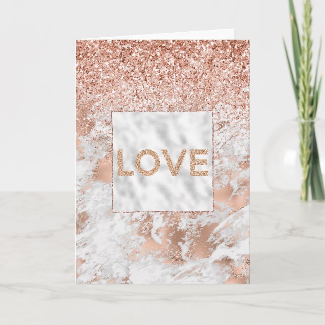 Carte Joli Rose or blanc brillant Parties scintillant en (Devant)