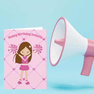 Carte Joli rose Pom-pom girl Personnalisé Anniversaire f
