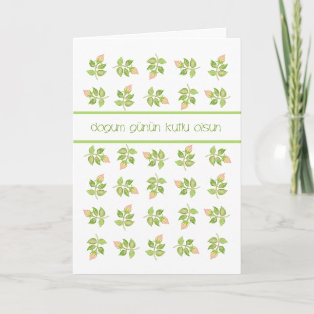 Carte Joli rose Rosebuds langue turque Anniversaire (Devant)