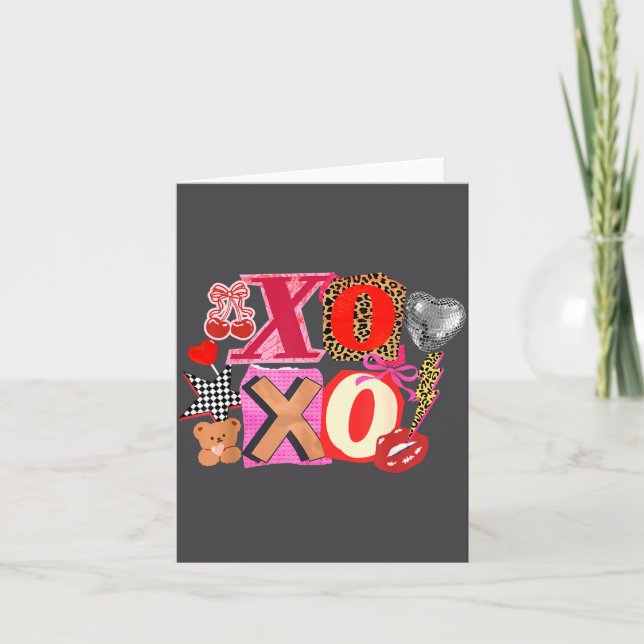 Carte Joli Saint-Valentin Xoxo Drôle Saint-Valentin Cœur (Devant)