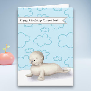 Carte Joli Seal Bébé Personnalisé Joyeux anniversaire