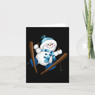 Carte Joli Snowman Snowboard Snowboard Snowboarder Noël 